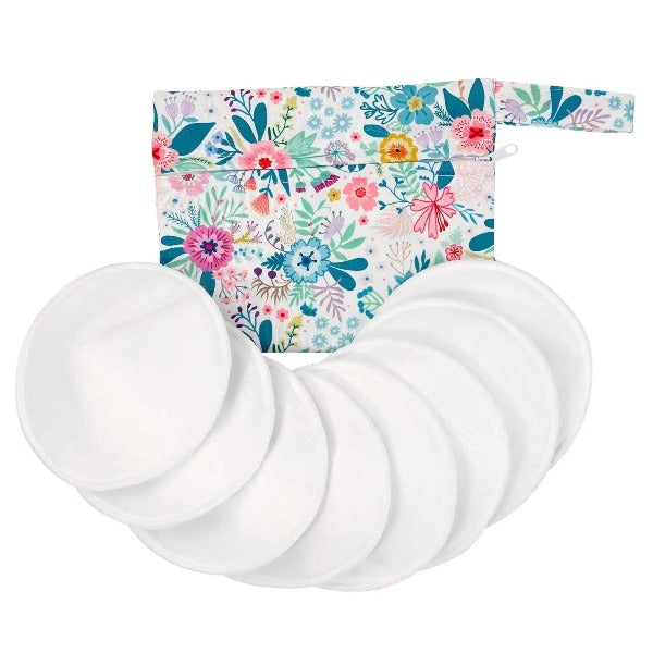 Reusable Breast Pads, 12 Soft Bamboo Nursing Pads + Wash bag