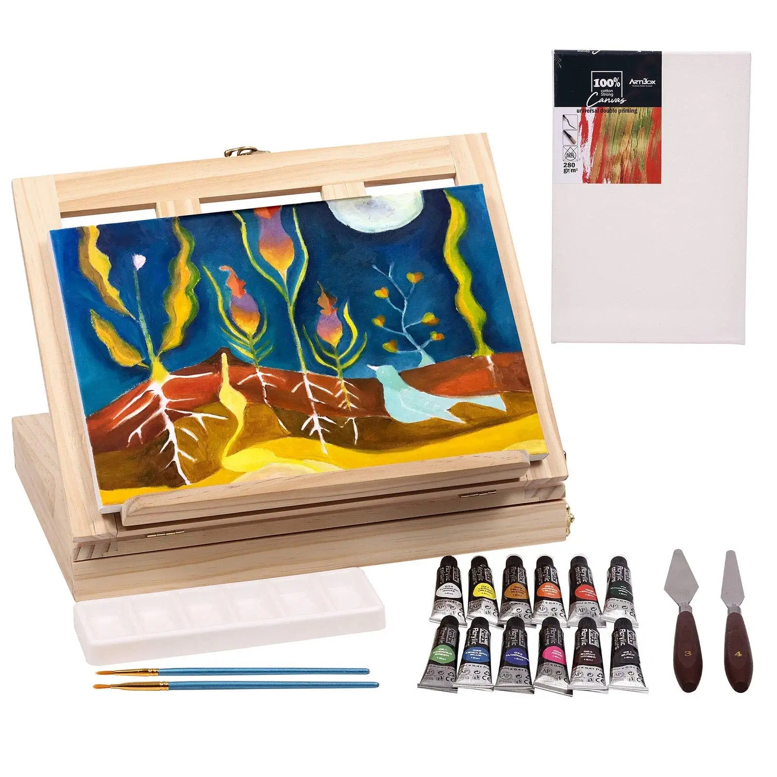 Adjustable Wood Desktop Easel with Drawer Painting Canvas Adult & Kids