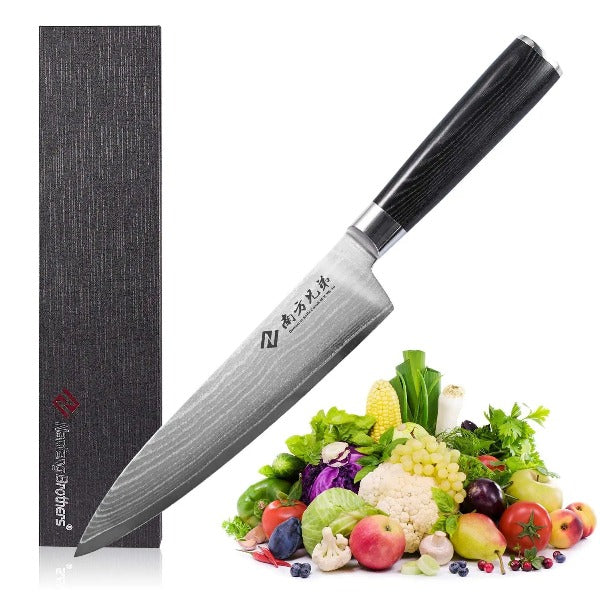 Damascus Kitchen Knife Set, XingRui Series 9 Pieces Damascus Knife Set with  Block, Non-slip ABS Ergonomic Triple Rivet Handle for Chef Knives, Knife