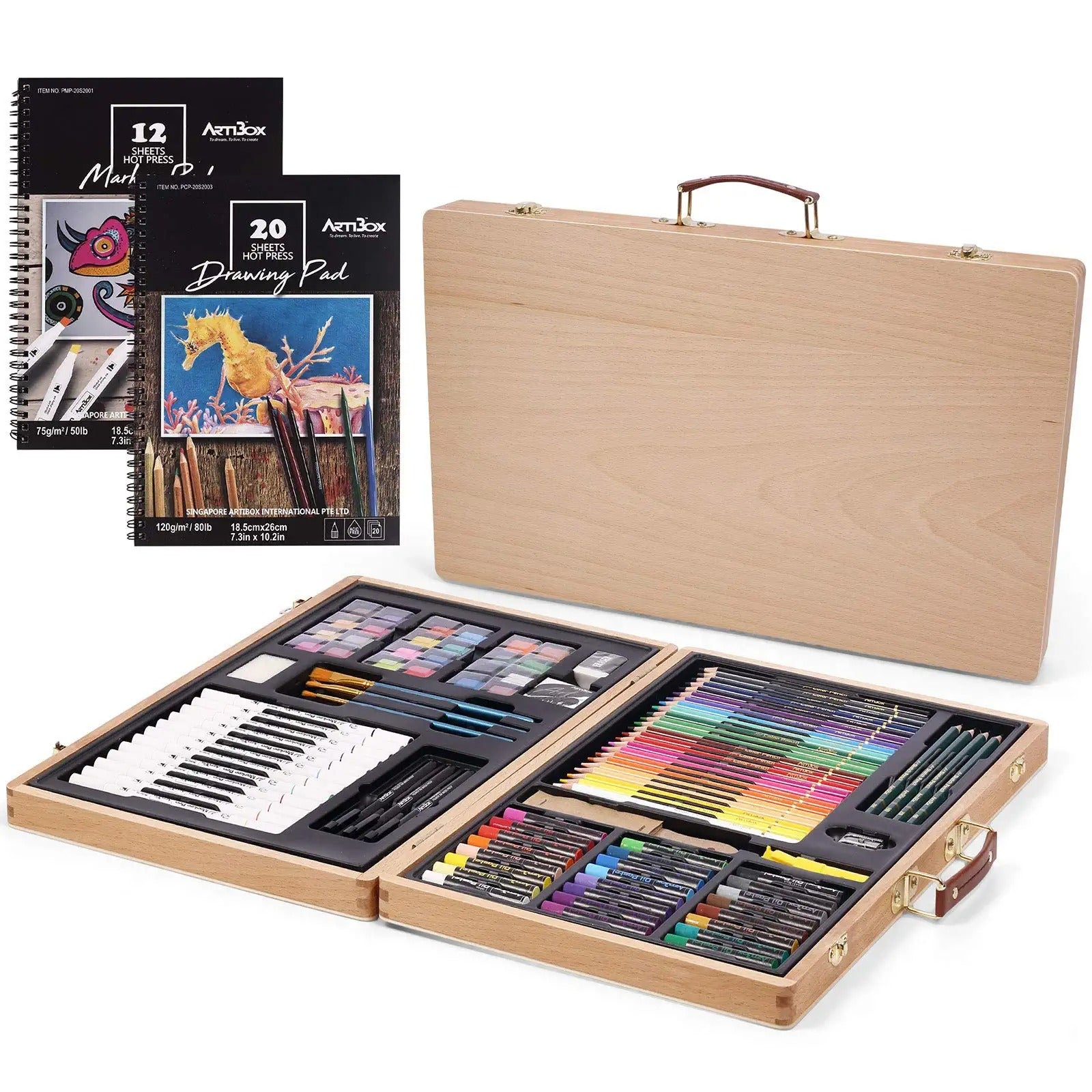 145 Pcs Professional Art Set - Deluxe Art Set Artists Sketching & Colouring  Case Supplies Provides Variety Sketch Coloring For Beginners Gift For Arti