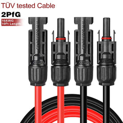 Solar Panel Extension Cable,15 Feet Black + 15 Feet Red Extension Cable Wire Adapter Kit