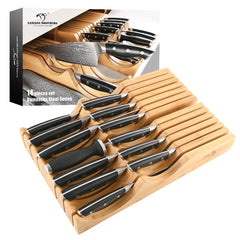 Kitchen Knife Set, 6 Pieces Damascus Knife Block Sets with Bamboo Kniv –  1981Life