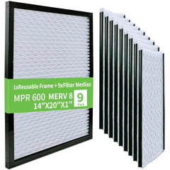 Furnace Air Filter MERV8 MPR 600 Reusable HVAC Filters, ,  Reusable Frame+ Filter Medias