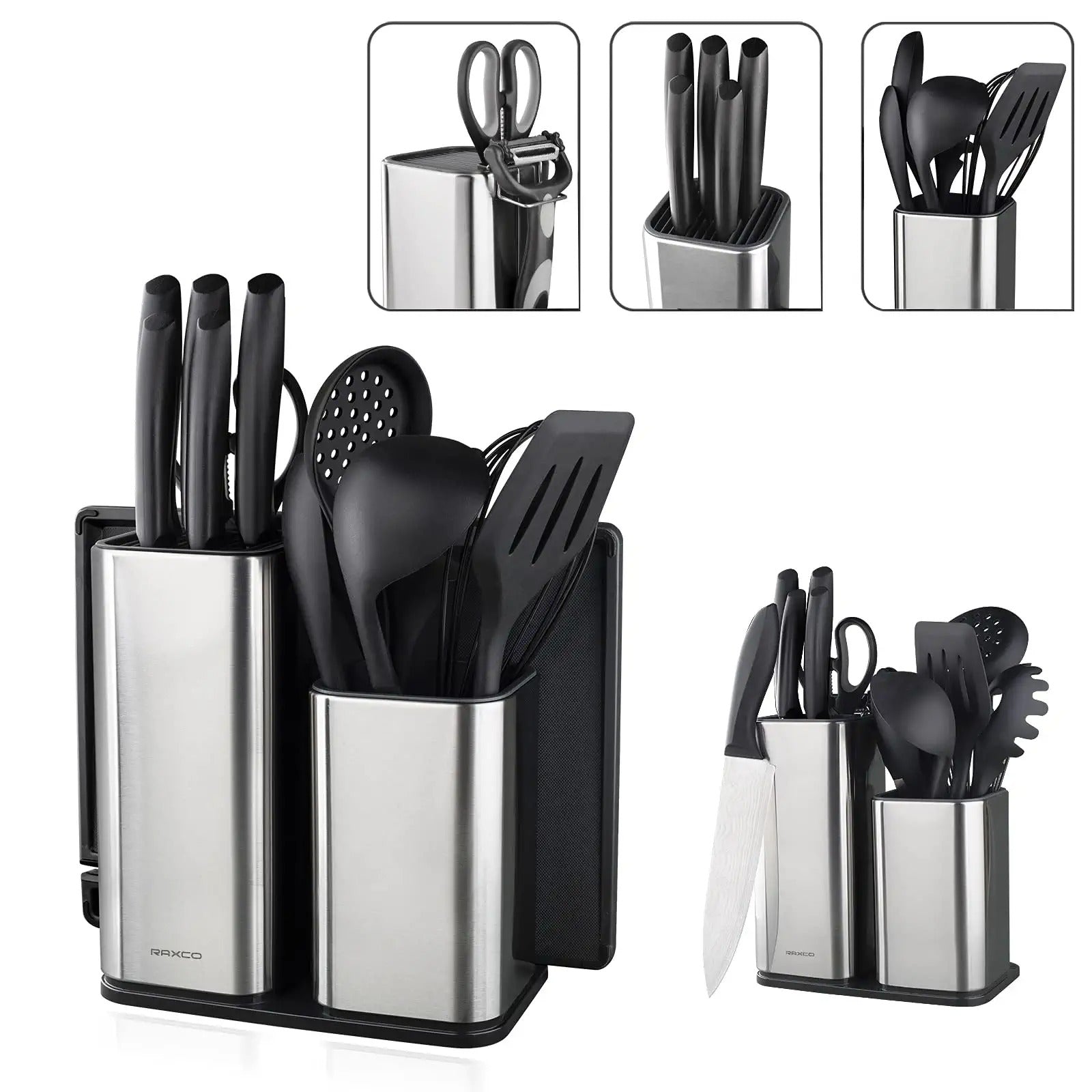7-Piece Kitchen Utensil Set Stainless-Steel and Silicone Cooking