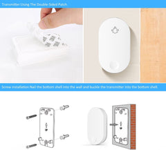 Wireless Doorbell No Battery Needed Waterproof Mini Doorbell Self-powered Doorbell Ringer Wireless 38 Chimes 4 Volume