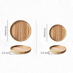 Buy 1 get 1 FREE - Round Wooden Tray Serving Platters for Tea Set Fruits Candies Food Home Decoration