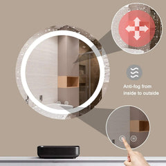 32 Inch Large Modern LED Round Bathroom Vanity Mirror, Color Temperature Adjustable, Anti-Fog Dimmable Lights, Smart Touch Button