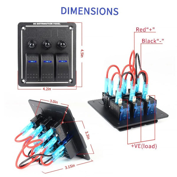 6 Button Rocker Switch Cluster 6 Gang Rocker Switch Toggle Panel, 12/24v Manual Rocker Switch Panel ...