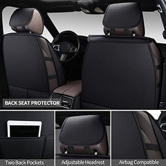 vigrass Leather Car Seat Cover Full Set, Waterproof Faux Leatherette Seat Covers for Car Auto Vehicle Cushion Protector, Universal Fit for Most Cars SUV Pick-up Truck, Car Interior Accessories