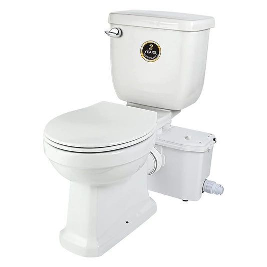 Macerating Toilet with 700 Watt Macerator Pump, Round Bowl and Extension Pipe, for Bathroom, Kitchen Sink, Laundry - Upflush Macerating Toilet System(3-Piece Kit)