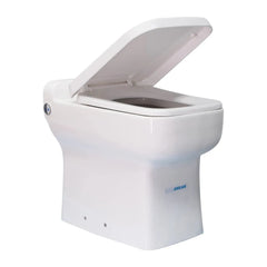 One-piece Dual-Flush Electric Upflush Toilet for Small Space,Remote Control Macerating Toilet with 600watt 4/5HP Macerator Pump Built Into the Base for Basement Toilet System, Connect the sink