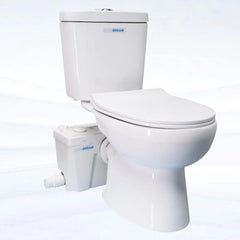 Macerating Upflush Toilet 3 piece Set with 500Watt Maerator Pump, Upflush Toilet System for Basement Room Included Water Tank, Toilet Bowl, Toilet Seat, Extension Pipe