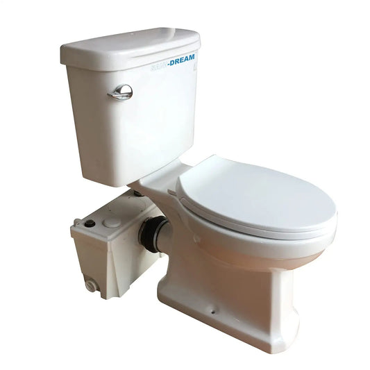 Upflush Macerating Toilet for Basement- Upflush Toilet System with Round Bowl and Extension Pipe,Toilet Tank with Front Flush Valves and 500Watt Macerator Pump for Kitchen Sink, Bathroom, Laundry