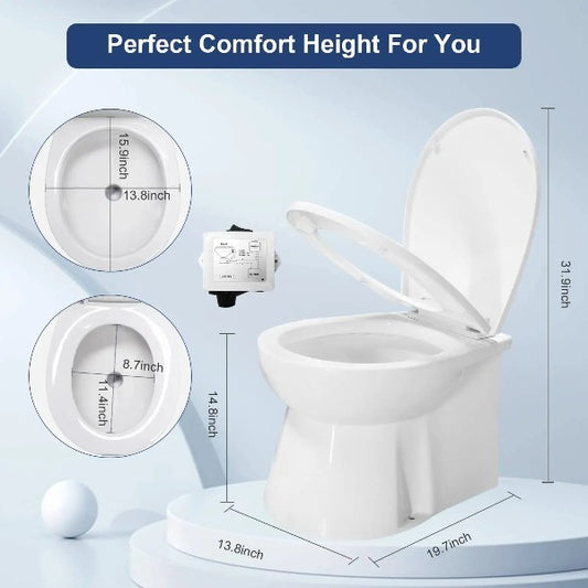 Electric Marine RV Toilet Household Style Compact Bowl with 12V Macerator Pump