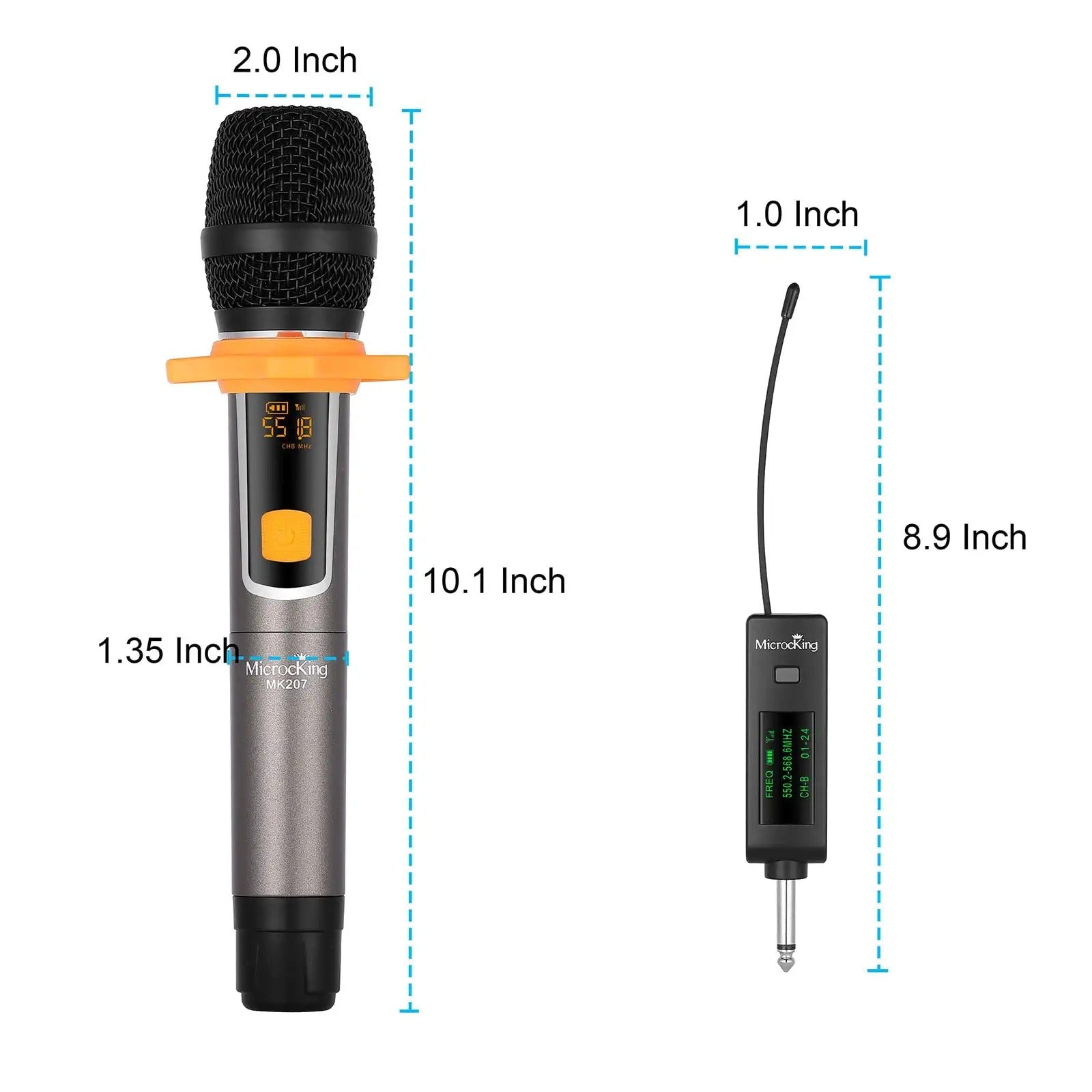 MicrocKing Wireless Microphone System, with 4 Handheld Mics, Metal Build,  Fixed Frequency, Long Range 400ft, Ideal for
