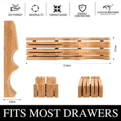 Kitchen Knife Set, 6 Pieces Damascus Knife Block Sets with Bamboo Knives Drawer Organizer, Perfect for Home and Chefs, Premium Knife Holder, Gift for Christmas and Housewarming