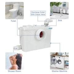 Macerating Toilet with Macerator Pump, Upflush Toilet for Basement Included Water Tank, Toilet Bowl, Toilet Seat, Extension Pipe