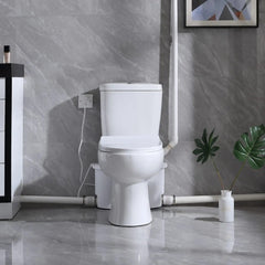 Macerating Upflush Toilet 3 piece Set with 500Watt Maerator Pump, Upflush Toilet System for Basement Room Included Water Tank, Toilet Bowl, Toilet Seat, Extension Pipe