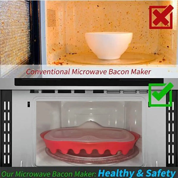 Microwave Bacon Tray with Splatter Lid, Safety, Quick and with No