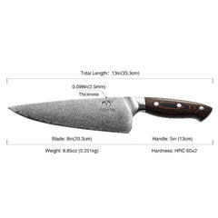 Damascus Chef Knife 8 Inch, Pro Grade 67 Layer VG10 Stainless Steel Ultra Sharp Knife, Kitchen Knife with Ergonomic Handle, Stain & Corrosion Resistant Chefs Knives