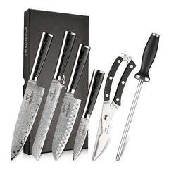 Yatoshi Magnetic Kitchen Knife Block Set 6 Pcs - Japanese 67 Layer  High-Grade VG-10 Damascus Steel Knives, Sharp, G10 Handle Professional  Kitchen