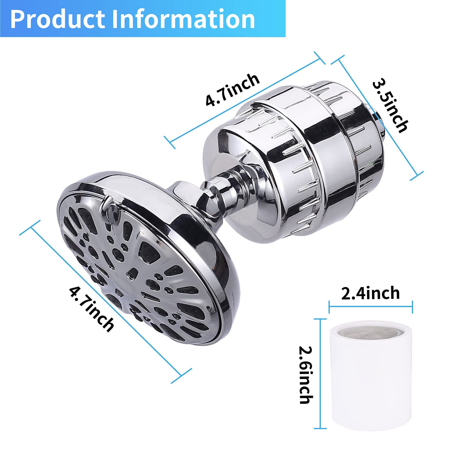 High Pressure Shower Head with 15 Stage Filter