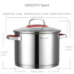 Stainless Steel Stock Pot with Glass Lid 316 Food Grade Copper Core Nonstick Stew Pot