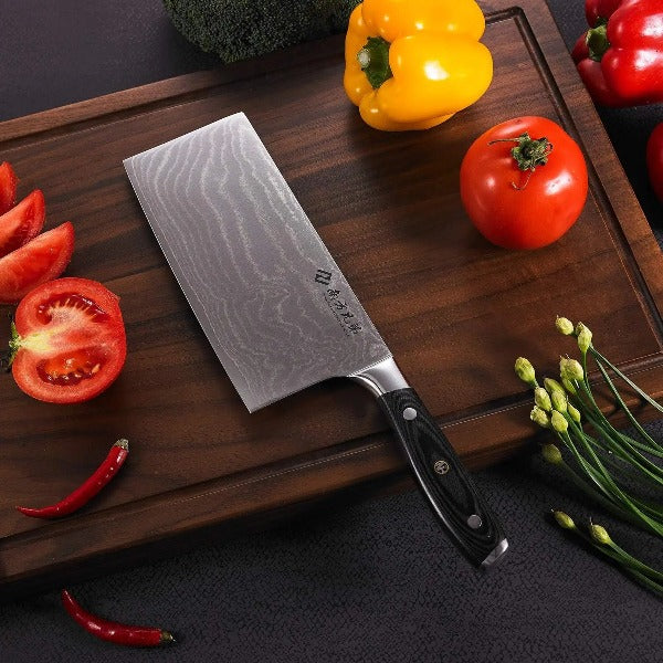 Asian/Vegetable Cleaver, 7 Inch | Black ABS Handle, W Gift Box