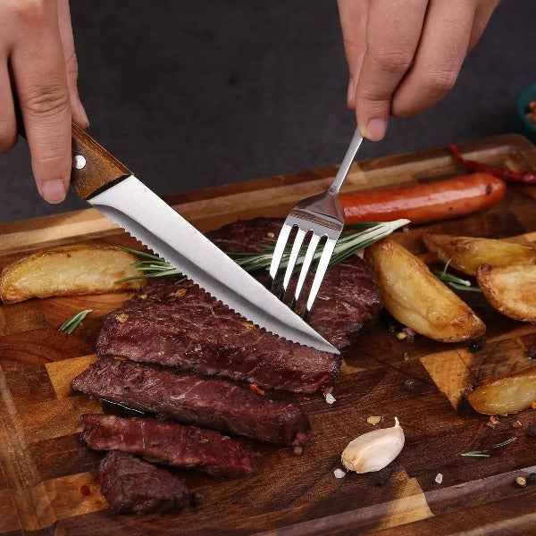Steak Knives, Hemusana Steak Knives Set of 6, Stainless Steel Serrated –  1981Life