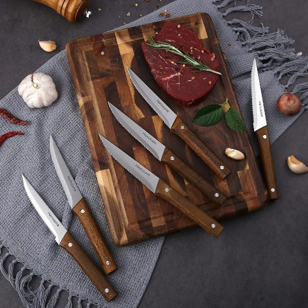 SIXILANG Steak Knives Set, Serrated Steak Knives Set of 8, German