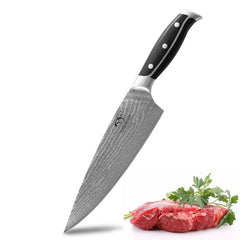 Chef Knife 8 Inch, WanRui Series Professional Kitchen Knife Forged with VG10 Super Steel 67-Layer Damascus, Non-slip ABS Ergonomic Triple Rivet Handle, Razor Sharp Lightweight Multipurpose