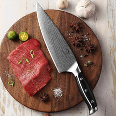 Chef Knife 8 Inch, WanRui Series Professional Kitchen Knife Forged with VG10 Super Steel 67-Layer Damascus, Non-slip ABS Ergonomic Triple Rivet Handle, Razor Sharp Lightweight Multipurpose