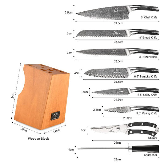 Damascus Kitchen Knife Set