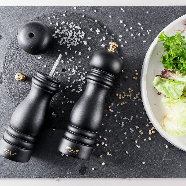 Salt and Pepper Grinder with Modern Thumb Push Button Grinder, Premium  Stainless Steel, for Black Pepper, Sea Salt and Himalayan Salt 