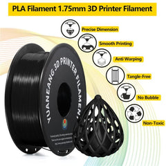 PLA 3D Printer Filament Black PLA Filament 1.75mm Dimensional Accuracy +/- 0.02 mm 1 kg 2.2Lbs Spool