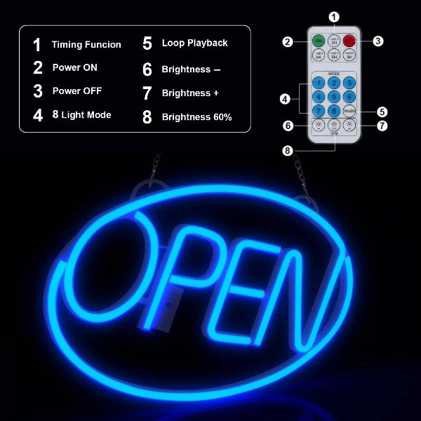 8 LED Lighting Modes OPEN Neon LED Light Signs for Business Adjustable ...