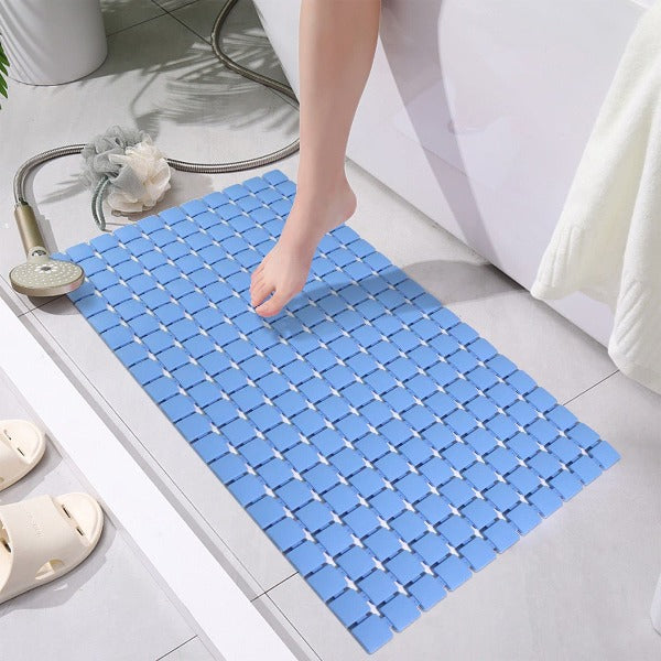 Blue Anti-slip Bath Mat With Suction Cups And Drainage Holes For Foot  Massage In Bathtub, Suitable For Elderly And Children