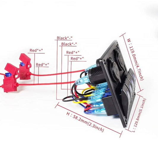 12/24V Wired Toggle Switch Panel