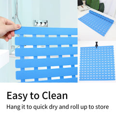 Shower Mat Non Slip Bathtub Mat with Suction Cups and Drain Holes 24.8 X 15.7 Inch for Bathroom Shower Hotel Gym Kitchen Easy Dry 1PC