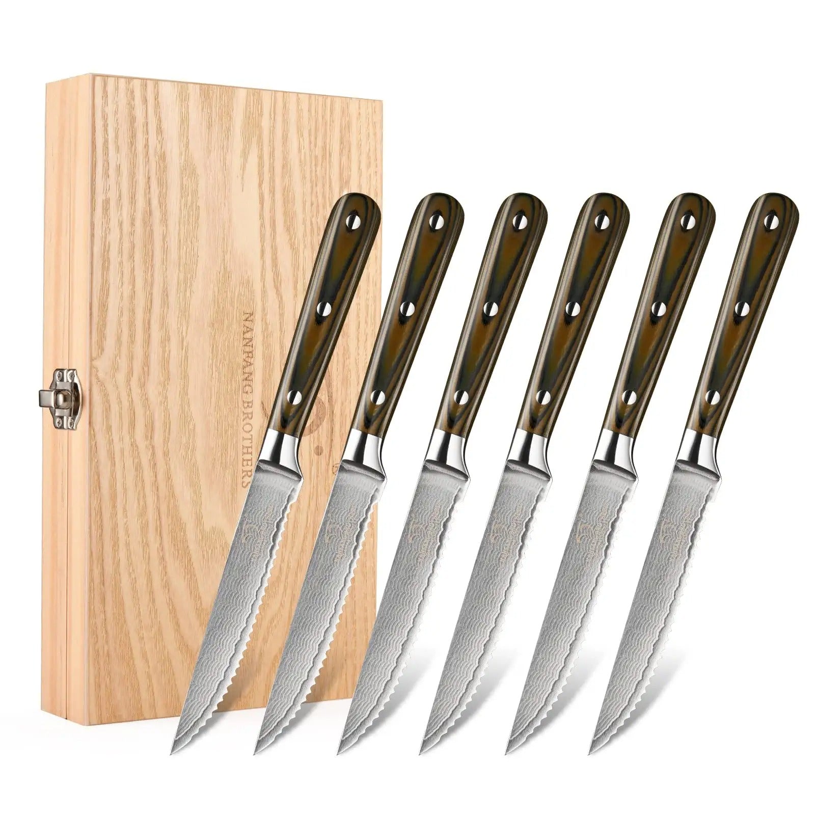  Damascus Kitchen Knife Set, 15-Piece Kitchen Knife Set with  Block, ABS Ergonomic Handle for Chef Knife Set and Serrated Steak Knives  Knife Sharpener and Kitchen Shears, Beechwood Block: Home & Kitchen