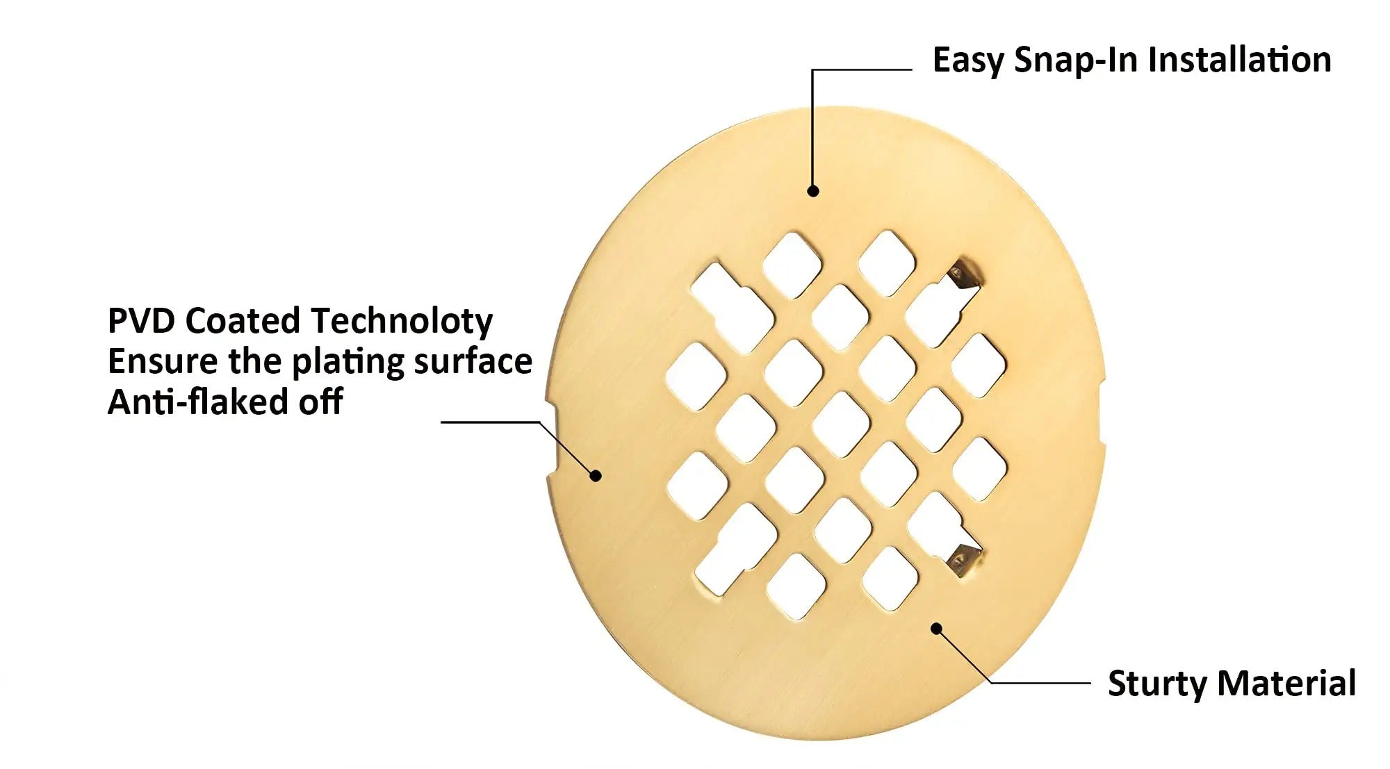 4-1/4” OD Snap-in Shower Drain Cover