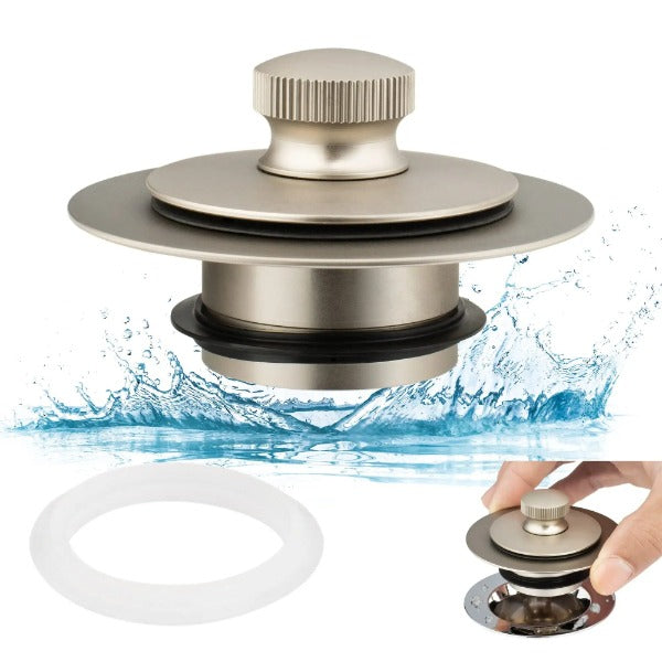 Universal Lift and Turn Bath Drain Stopper and Cover, Bathtub Drain Stopper, Replaces lift and turn, Tip-Toe and Trip Lever drains for Tub, EZ Installation and Clearing