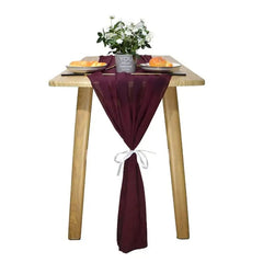 11ft Burgundy Chiffon Table Runner 29x130 Inches Romantic Wedding Runner Linens Sheer Bridal Party Table Decorations Birthday Party