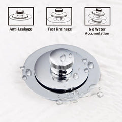 Universal Lift and Turn Bath Drain Stopper and Cover, Bathtub Drain Stopper, Replaces lift and turn, Tip-Toe and Trip Lever drains for Tub, EZ Installation and Clearing