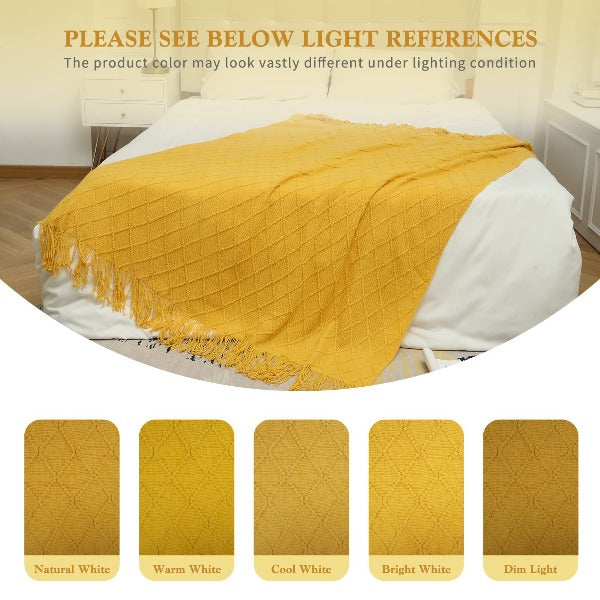 Bright yellow throw discount blanket