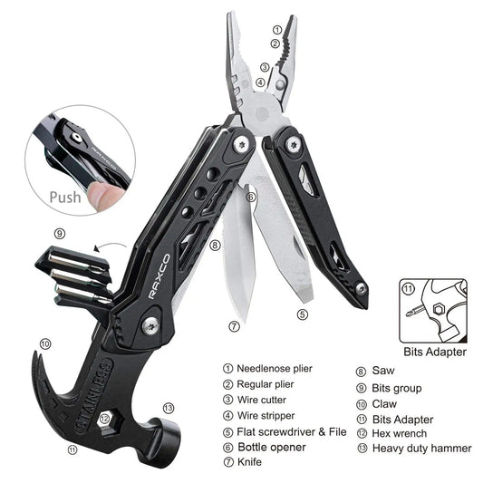 Multitool Hammer 15 in 1 Mini Hammer multitool with Pliers Claw Hammer Multi Tool with Screwdrivers Multitool Pocket Clip
