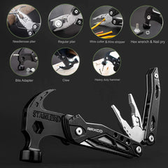 Multitool Hammer 15 in 1 Mini Hammer multitool with Pliers Claw Hammer Multi Tool with Screwdrivers Multitool Pocket Clip