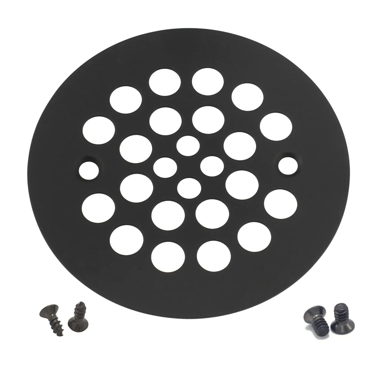4-1/4“ Shower Strainer Drain Trim Set, Screw-in Shower Strainer Drain Cover, Plastic-Oddities Style Replacement Strainer Grid ,Machine & Self-Tapping Screws Included