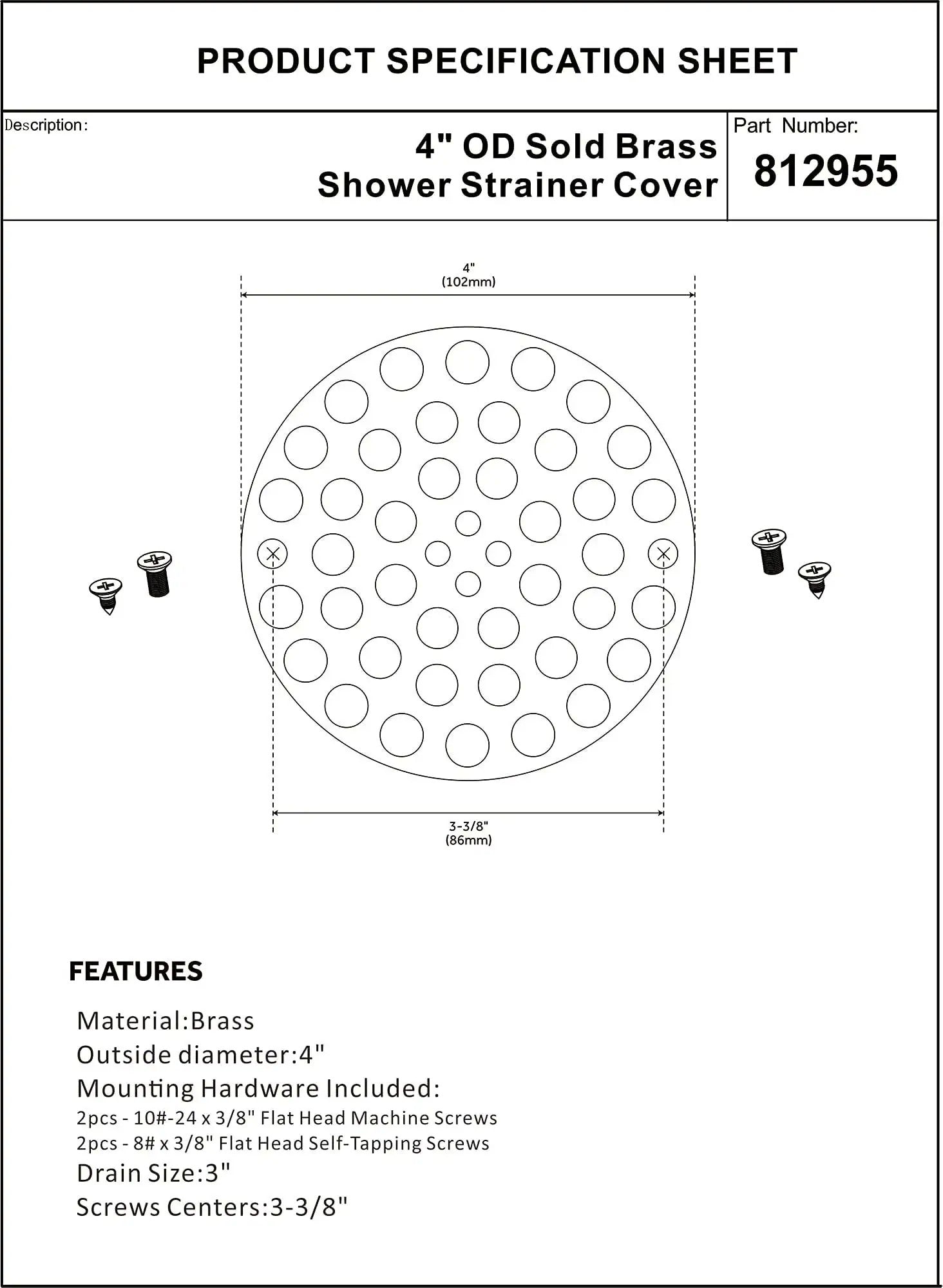 Artiwell 4'' Shower Strainer Drain Trim Set, Solid Brass Screw-in Shower  Strainer Drain Cover, Replacement Strainer Grid by Artiwell, Machine 