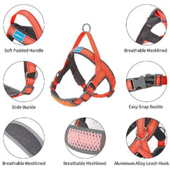 No Pull Dog Harness Adjustable Reflective Breathable Vest Harness Puppy Vest Step-in Dog Vest Soft Mesh Padded